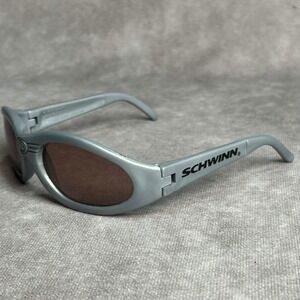 Vintage 2000 Schwinn Wrap Sunglasses Silver Sport Biker Y2K Cyber Shades